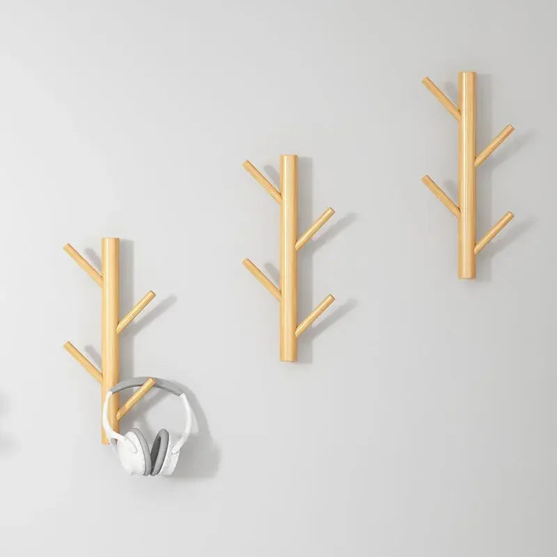 Branch twig solid wood wall mounted coat rack hanging hanger cabinet furniture bedroom clothes hats bag storage