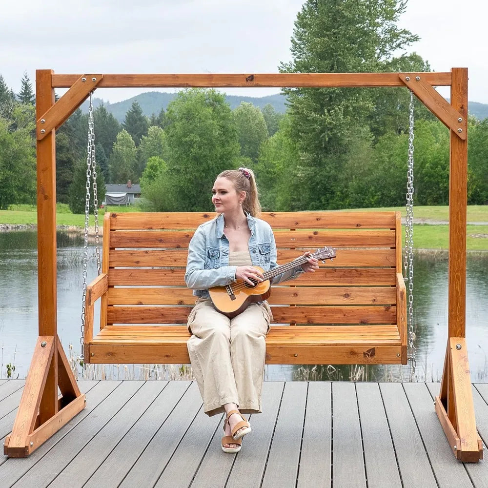 Heavy duty wooden swing frame for adults kids stable porch bench stand outdoor backyard 800 lbs capacity br - united