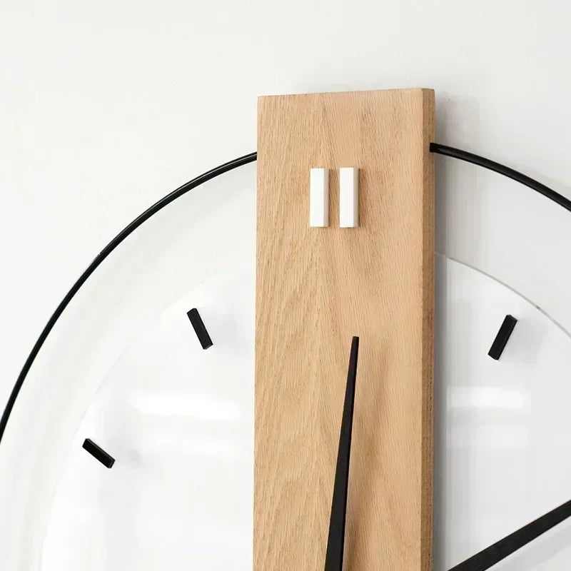 Modern scandinavian simple wall clock bedroom living room personality wood square practical mute circle creative