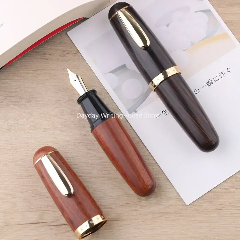 Majohn q1 mini wood/acrylic transparent pocket-size eyedropper fountain pen iridium long knife nib portable ink writing