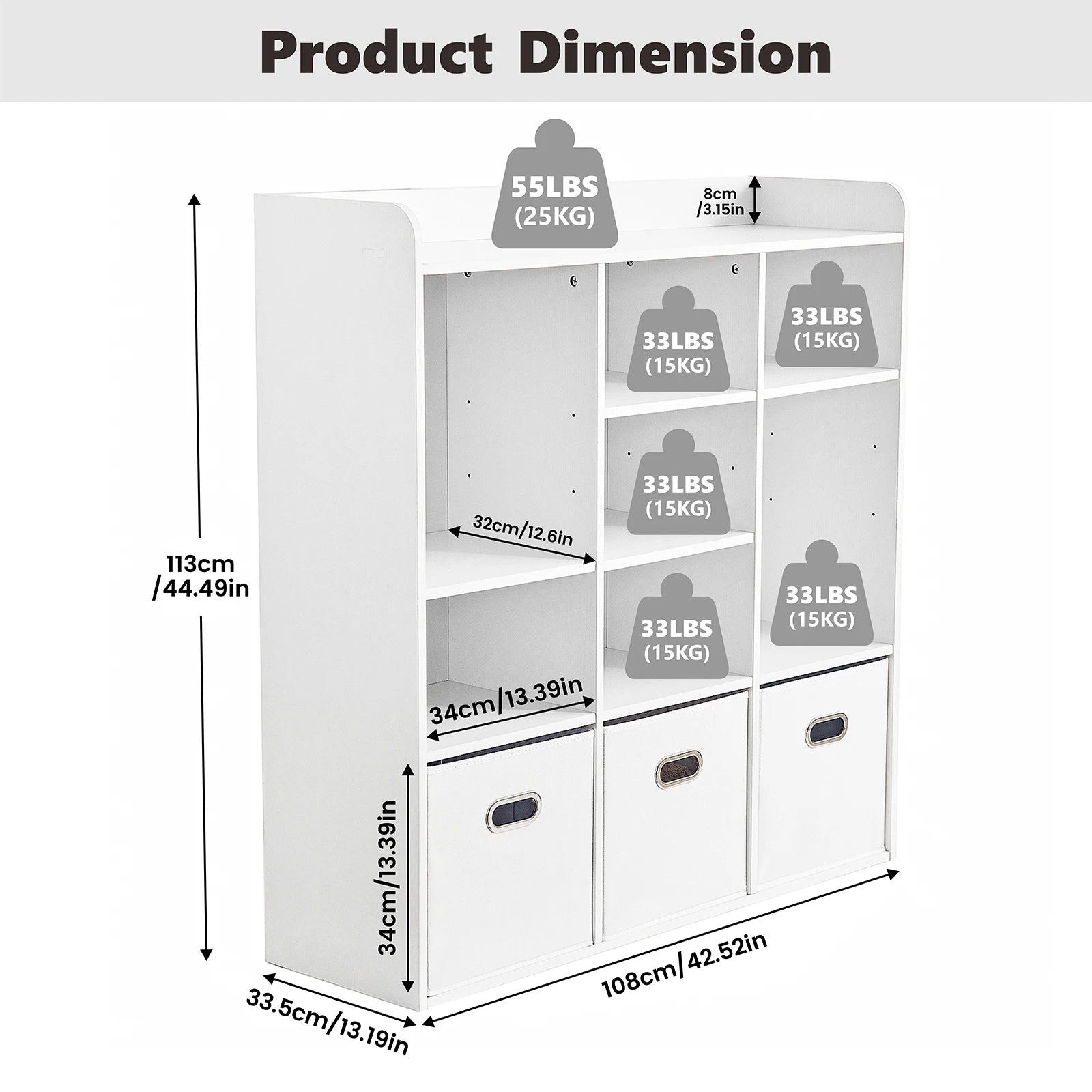 Redlife 7 cubes organizer wooden cube bookcase w/ 3 tier open shelf cabinet sorted storage bookshelf for home office
