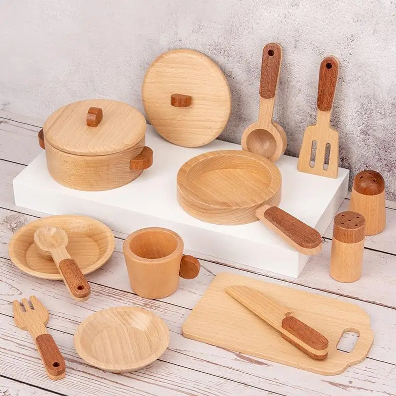 Natural wood fruits and vegetables cook play house simulation color toy preschool kitchenware cognitive wooden kids
