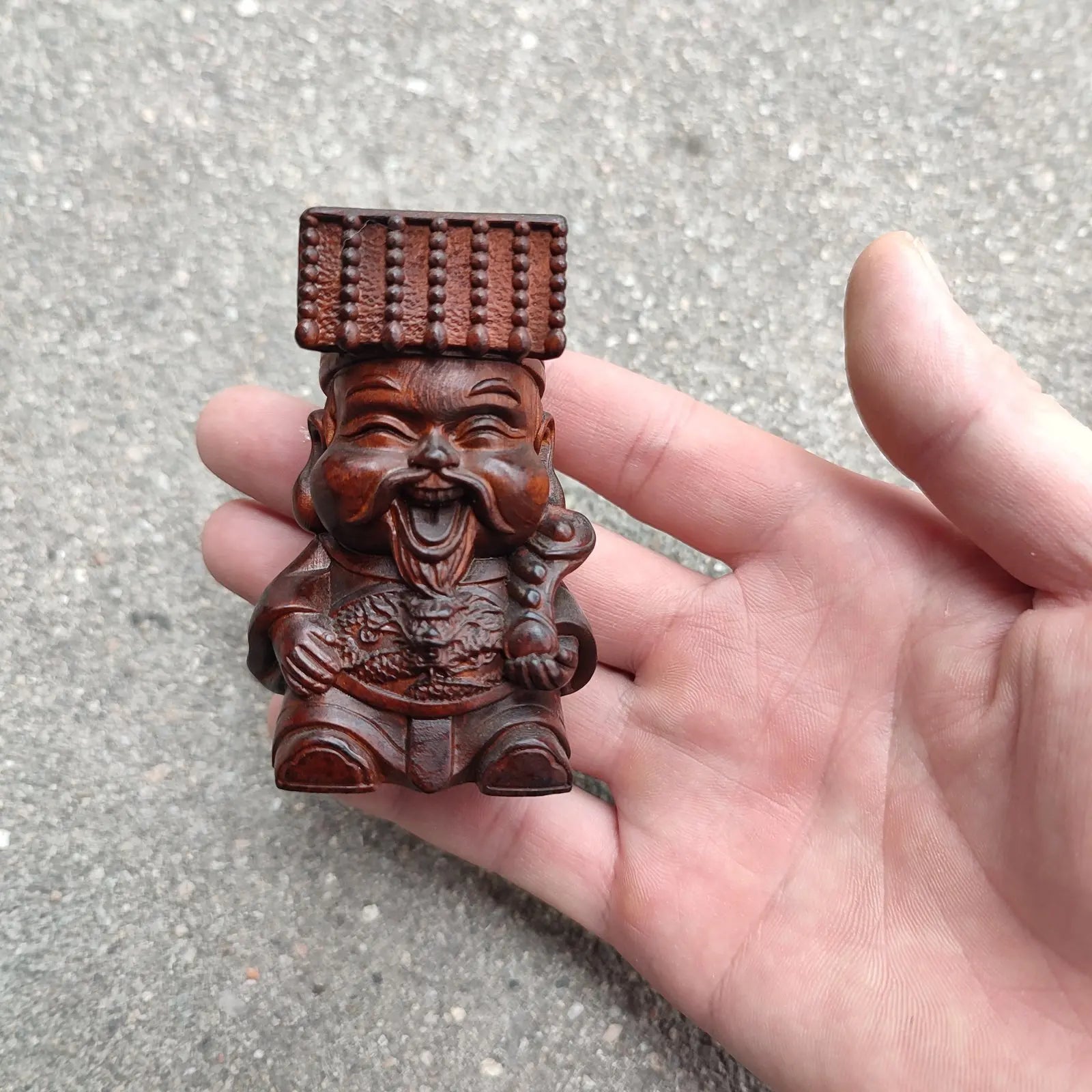 Cute wood carving buddha statue figurine boxwood kid children gift statuette - religious (buddhist)