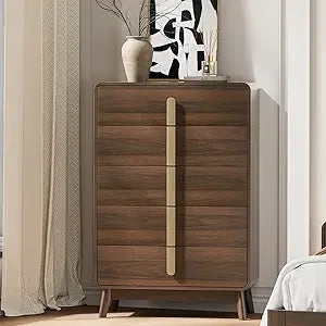 5 drawer dresser,mid century modern dresser with storage,tall chest of drawers metal handles,large wood organ - united