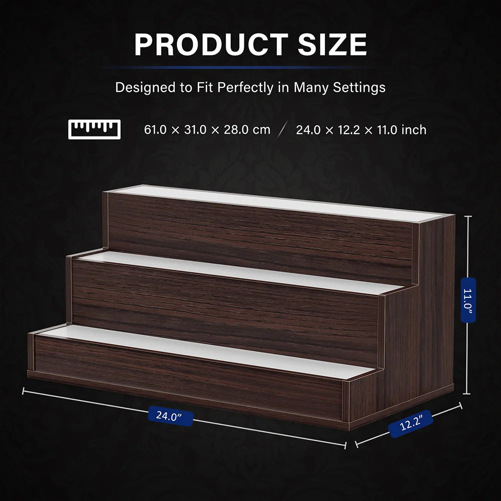 Led lighted liquor shelves wooden bottle display shelf with app remote control for home bar pub restaurants party