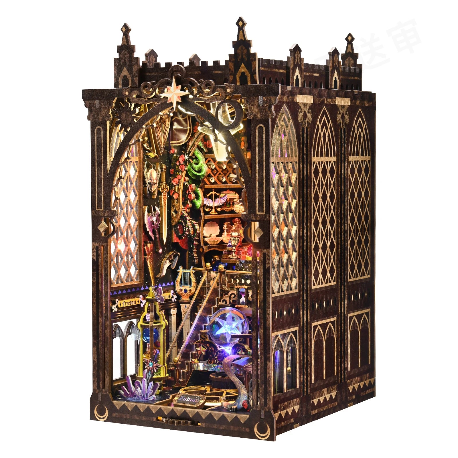 Book nook kit twelve constellations 3d diy wooden puzzle handmade bookshelf dollhouse model bookend building home