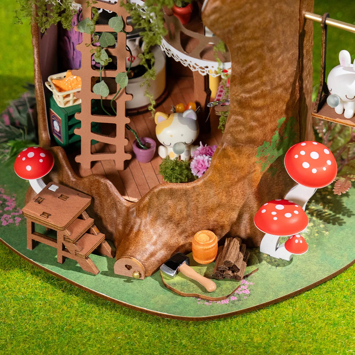 Robotime fairytale tree house diy miniature with led lights unique home decor christmas birthday gift for adults teens