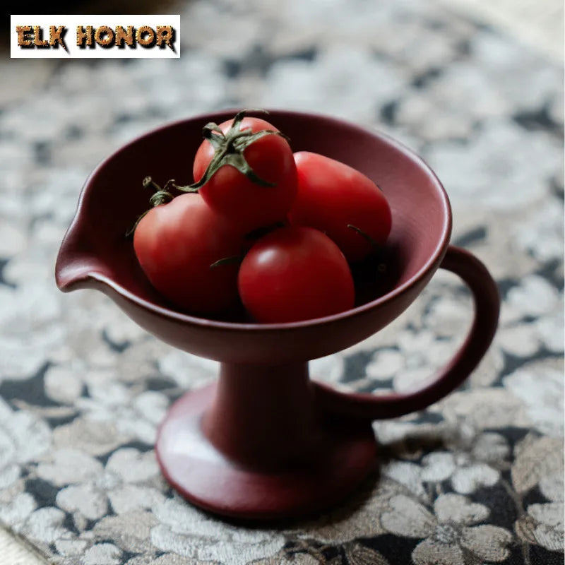 Ceramic raw mineral glaze cinnabar red candle holder luxury scented aromatic candles lights teaset room decor ornaments