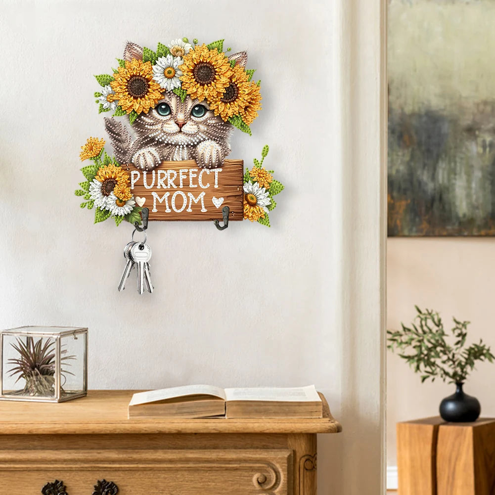 Wooden special shape dog diamond art hanging hooks craft wall rhinestone painting coat hook diy crafts decor - united