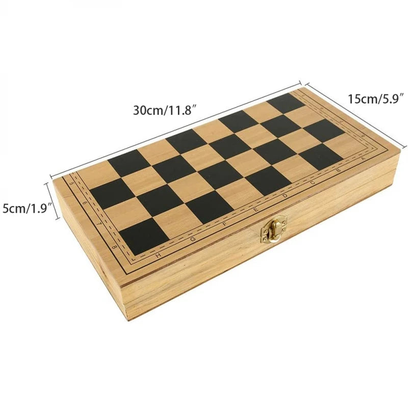 Wooden chess game board foldable travel for family gift children and adults