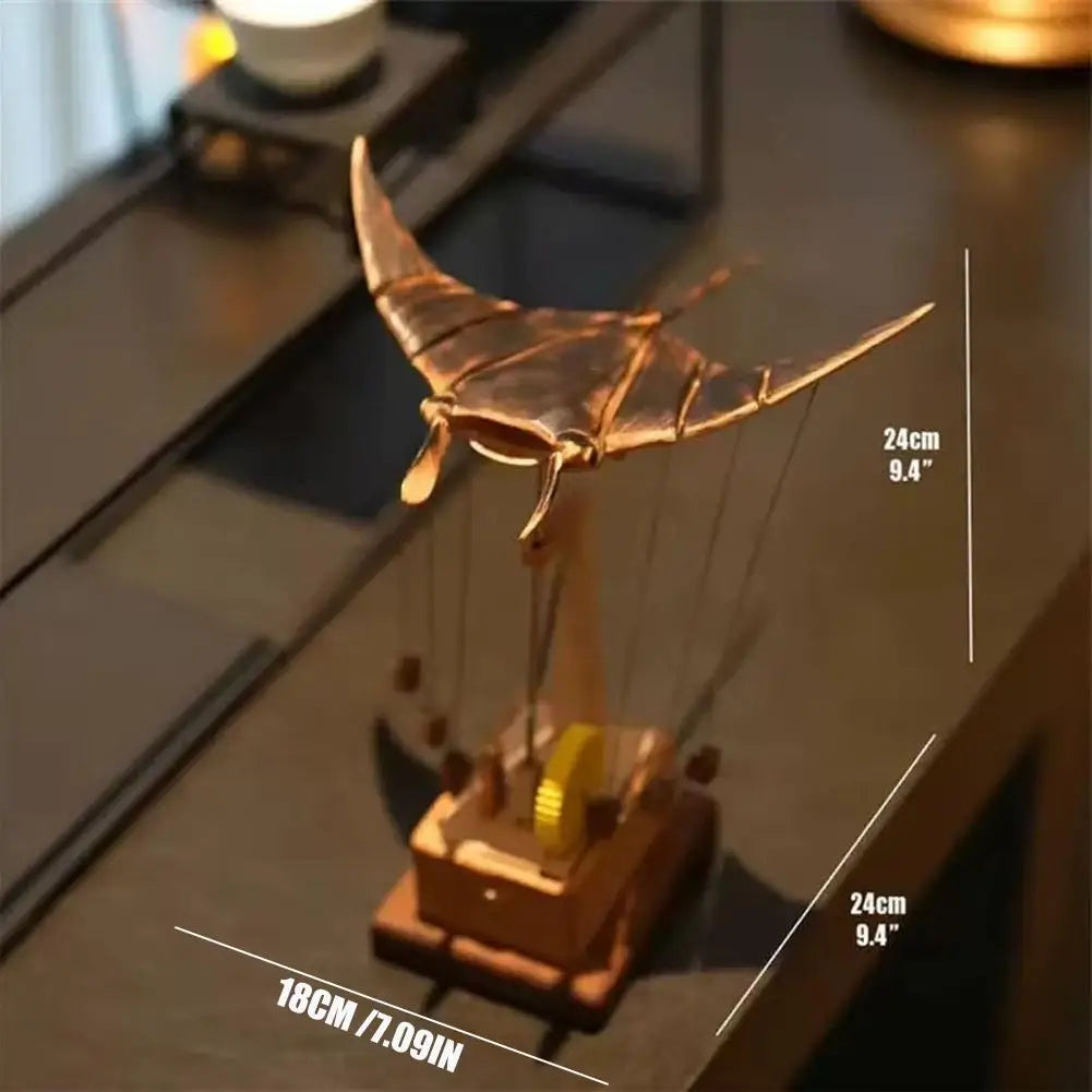 Electric bionic manta ray ornament handmade wooden motorized figurine 3d swimming motion home decoration holiday