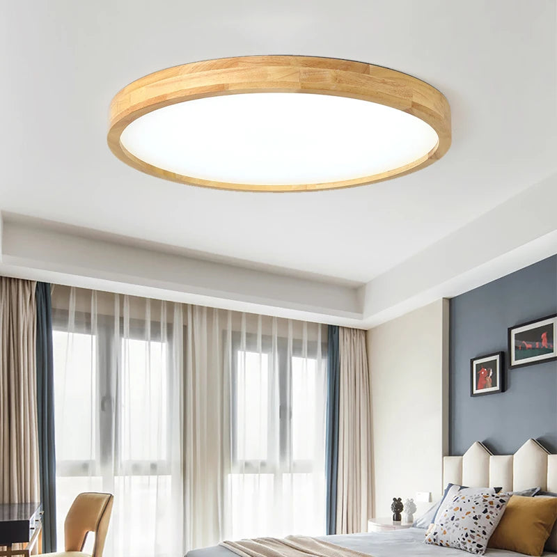 Nordic ultra-thin led wooden ceiling lamp for living room bedroom light wood fixture modern acrylic lampshade