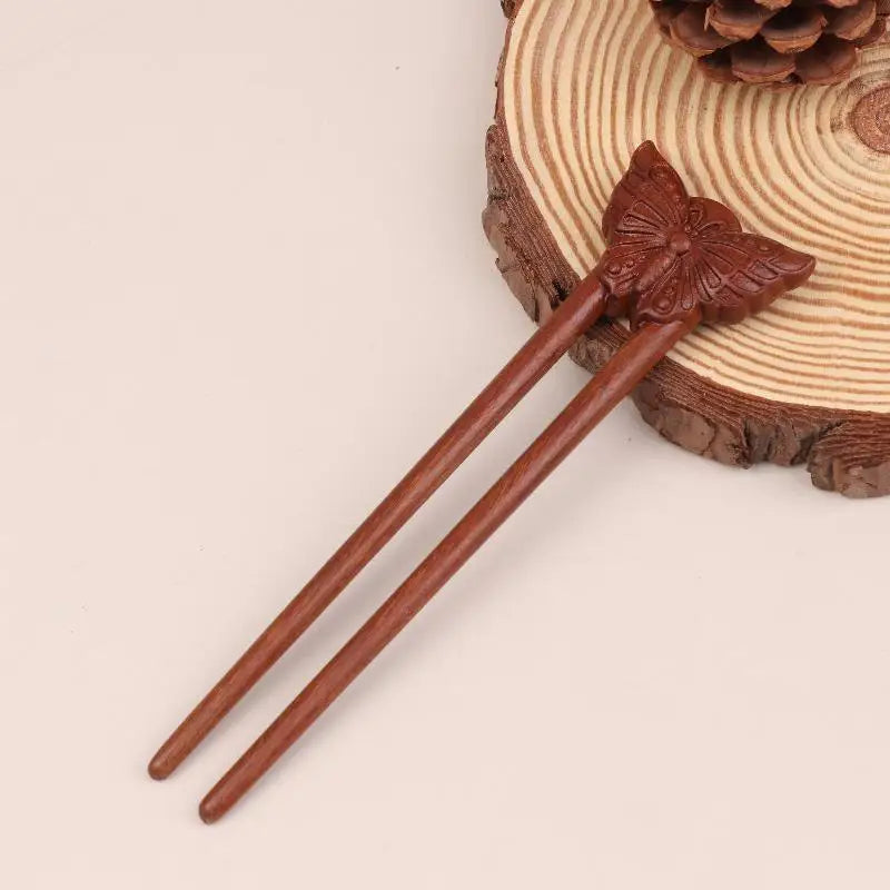 Wooden hair stick u-shaped fork cat butterfly chinese style fashion hairpin headwear girl accessories - 06 / united