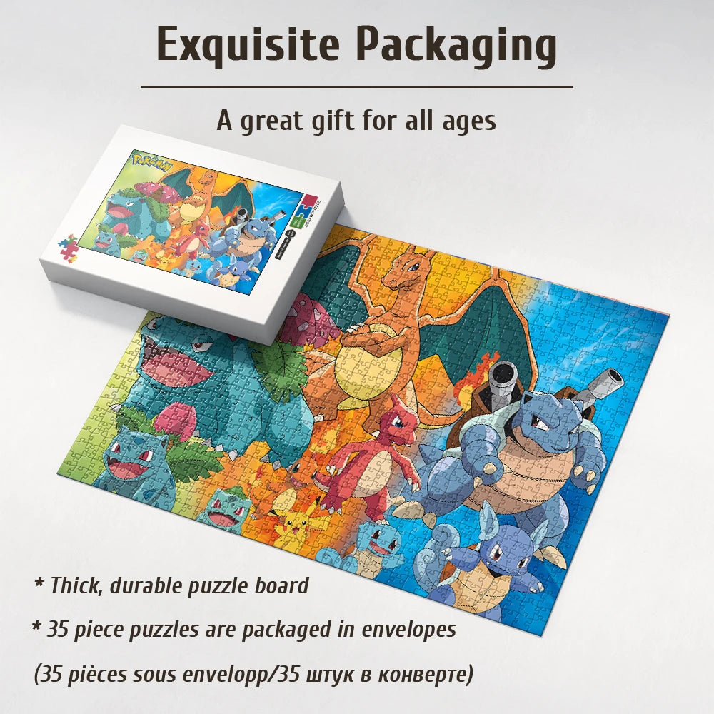 Pokemon jigsaw puzzle pikachu 108/200/300/500/1000 pieces wooden onepiece puzzles for adults childreneducational toys