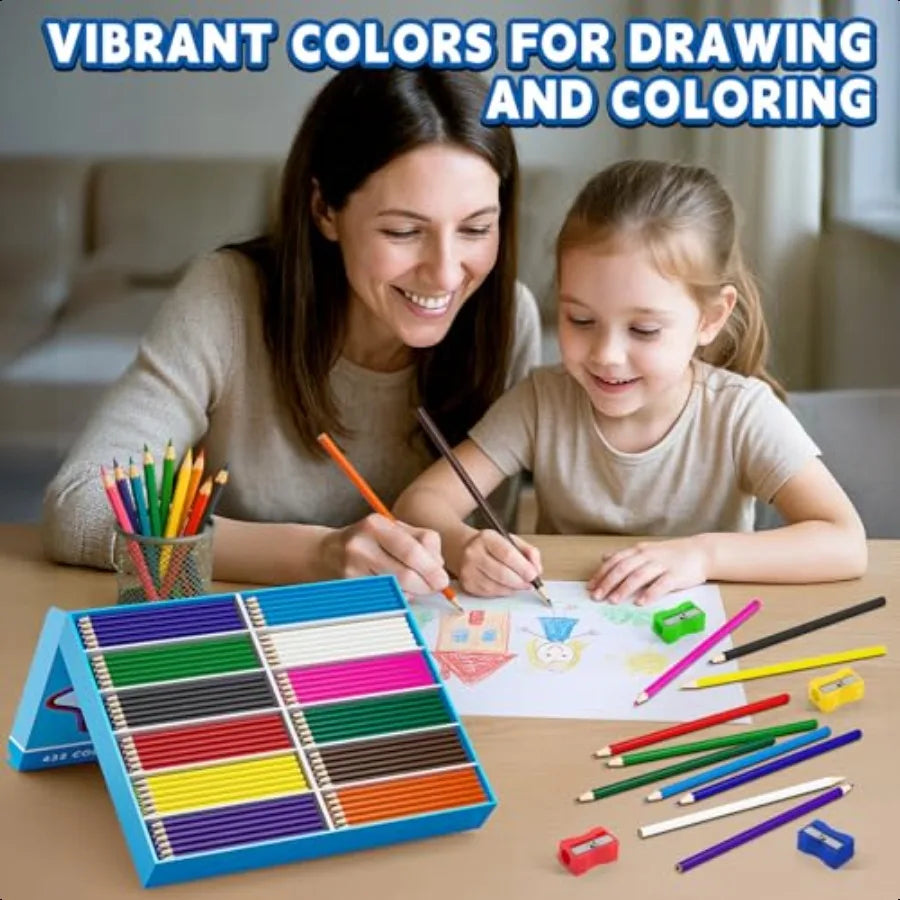 Ochido 432 count colored pencils bulk presharpened for in 12 bright colors color pencil set with sharpeners - united