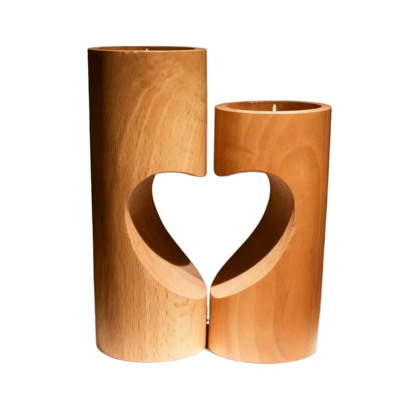 New heart-shaped candle holder creative romantic wooden party table ornament for valentine’s day christmas wedding