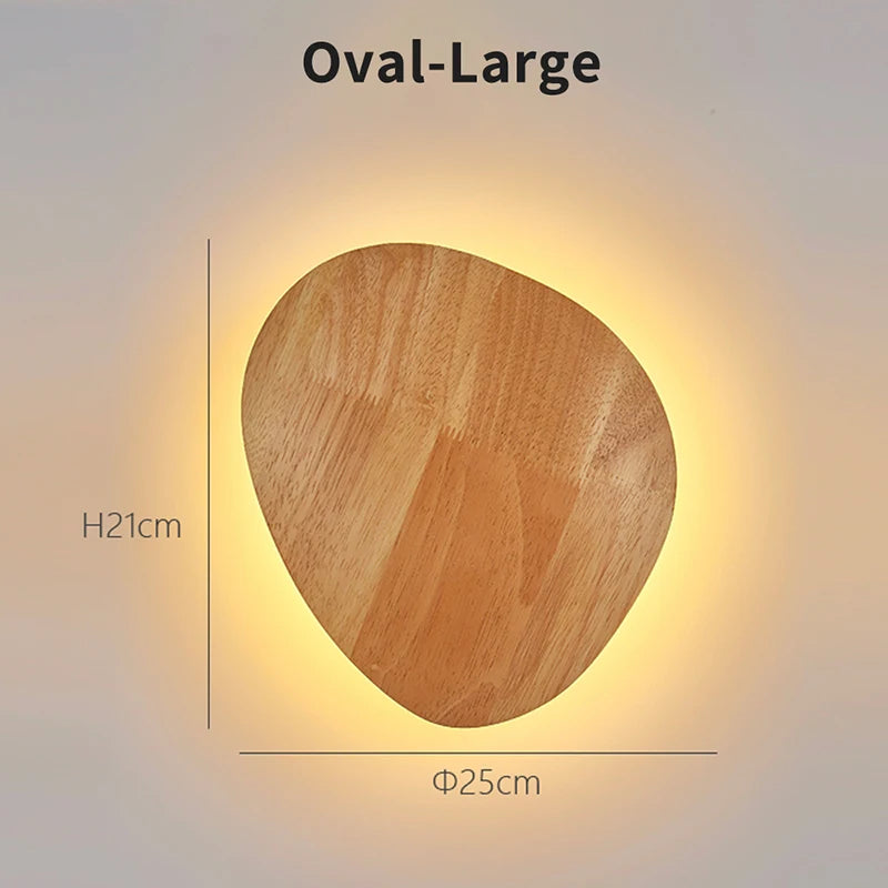Nordic led wall light modern original circular wooden personalized bedside bedroom staircase hanging - oval-12w / china