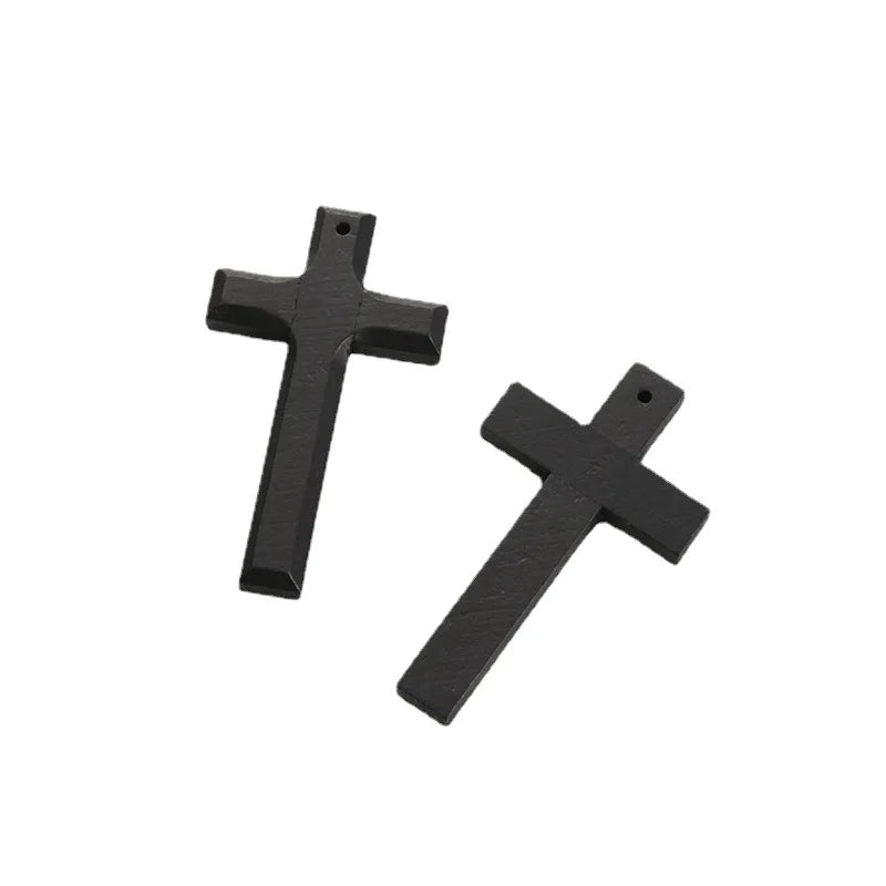 A pair 85mm cross pendant men women jewelry with rope classic wood necklace for lady blessing choker accessories