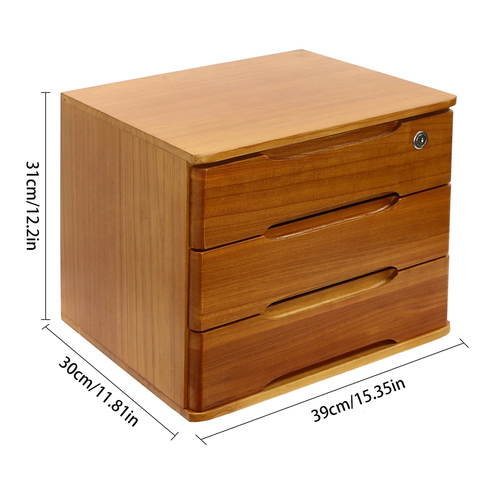 1/2/3 tier desktop storage box wooden drawer organizer with lockable drawers no assembly required - 3-tier yellow