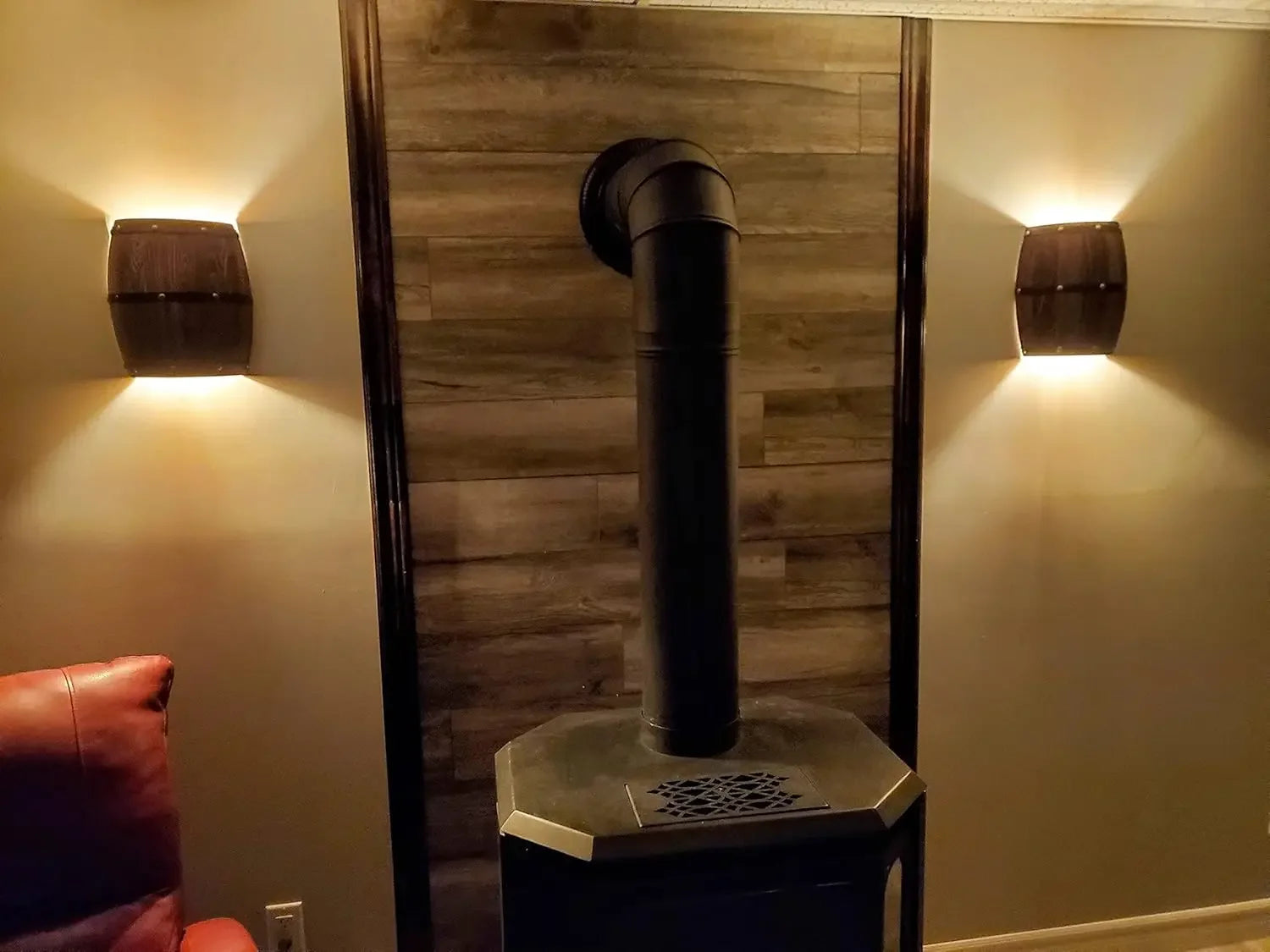 Newrays antique 2 pack wood wine barrel wall sconce lighting fixture up and down indoor lamps for bar area steampunk