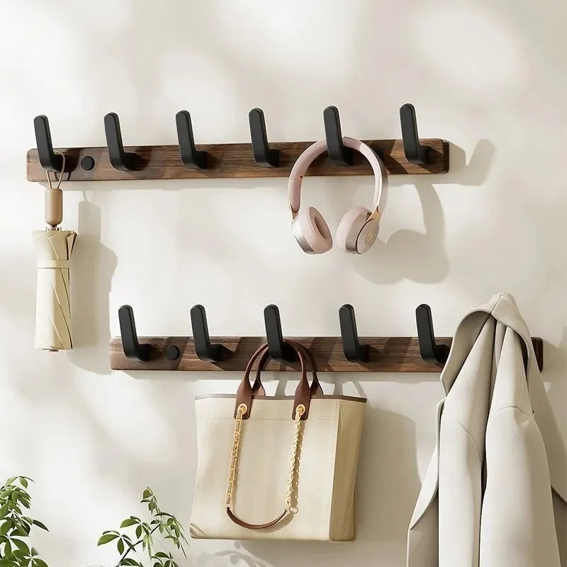 Spanish style walnut wooden hooks fitting room hanging clothes hats dress rack entrance door bedroom hangers wall