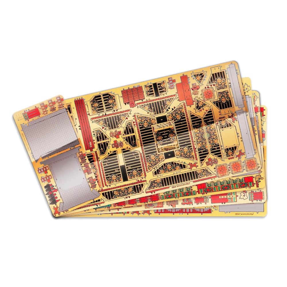 Piececool 3d metal puzzle chinese restaurant model building kits toys diy kit jigsaw for adult