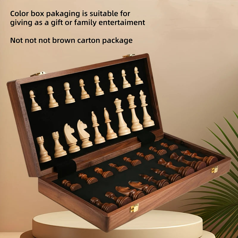 Chess solid wood folding 39cm/15.35inch- comes with 2 additional queens a high-end chess piece competition