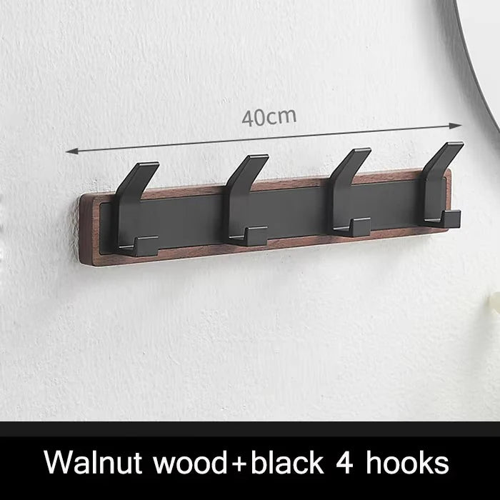 Walnut coat wall hook hanging rack for bathroom kitchen bedroom hallway hooks clothes holder - 4row hook