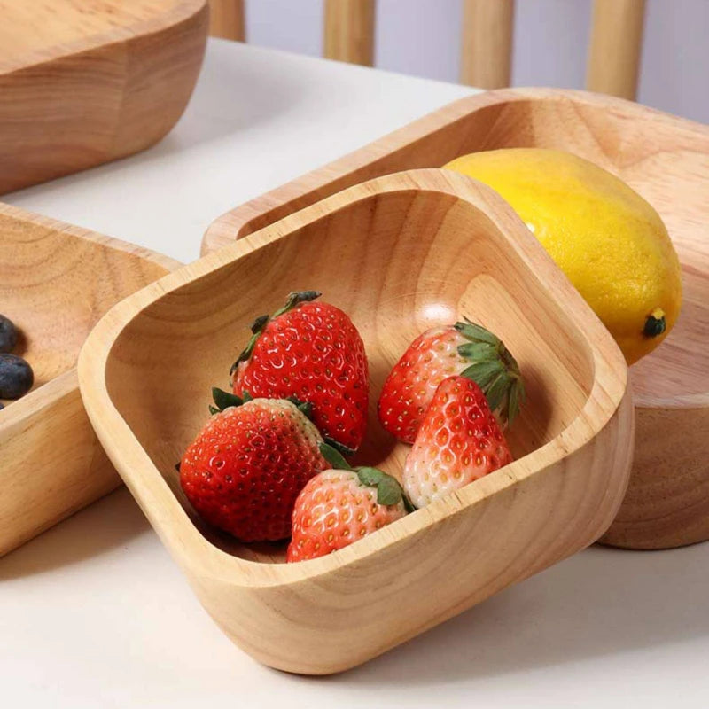 1pcs japanese square wooden bowl high-grade creative oak fruit salad dessert snacks kitchen accessories