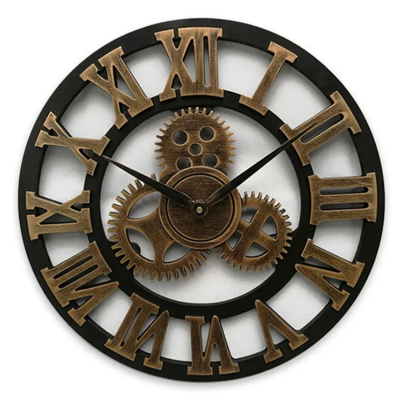 Retro industrial style wall clock european wood home watch decorative for living room office bar art decor horologe