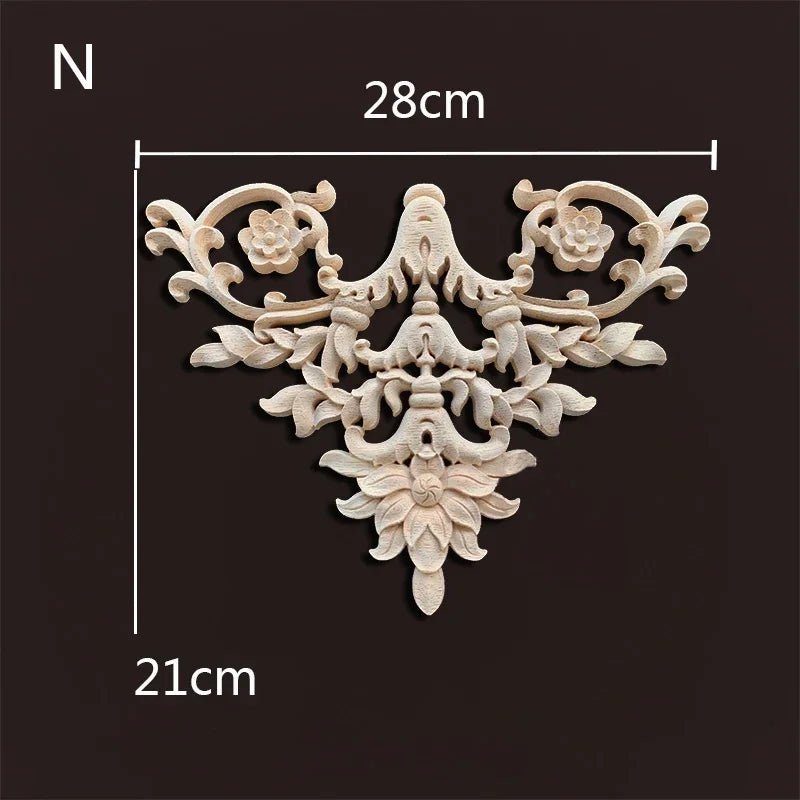 Europe wood appliques molding decals for furniture home decor carving onlays flower background wall decoration