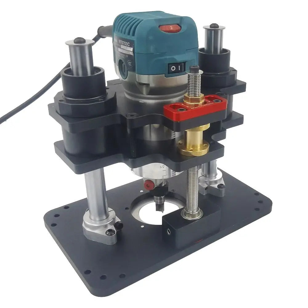 Woodworking router lift system and aluminum top plate for 65mm 69mm diameter motors workbench trimmer engraving machine