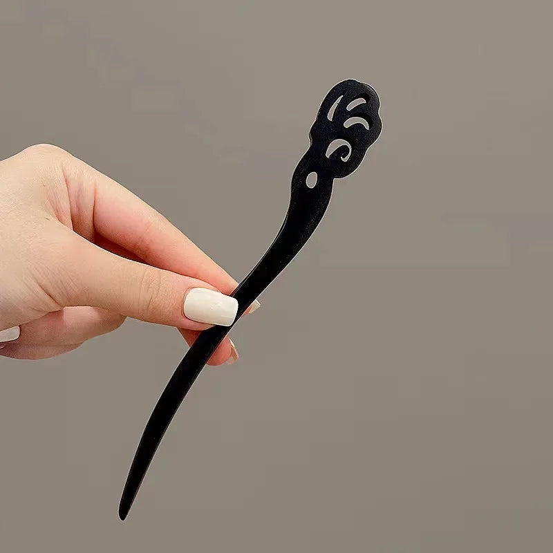 Vintage wooden hair clip black easy to twist hairpin ethnic clothing hanfu accessories girl - 23