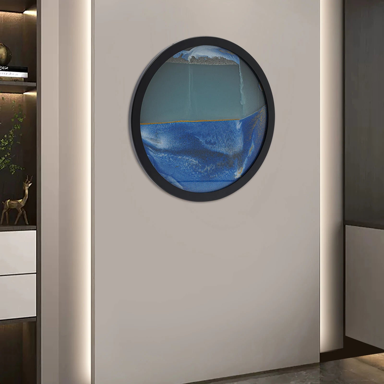 44cm/17.3in nordic style wall art decor abstract wooden hanging modern blue home decoration for living