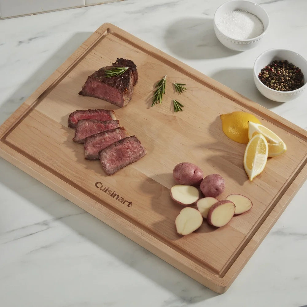 17 inch reversible maple wood cutting board with juice well ideal carving slicing dicing and serving durable kitchen