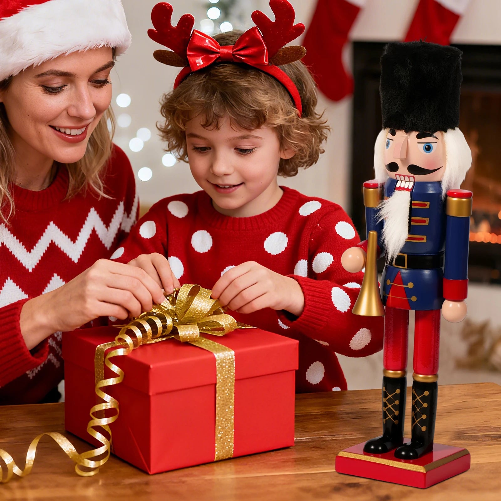 Nutcracker soldier doll wooden christmas puppet for holiday decor creative craft gift home office desktop ornament xm