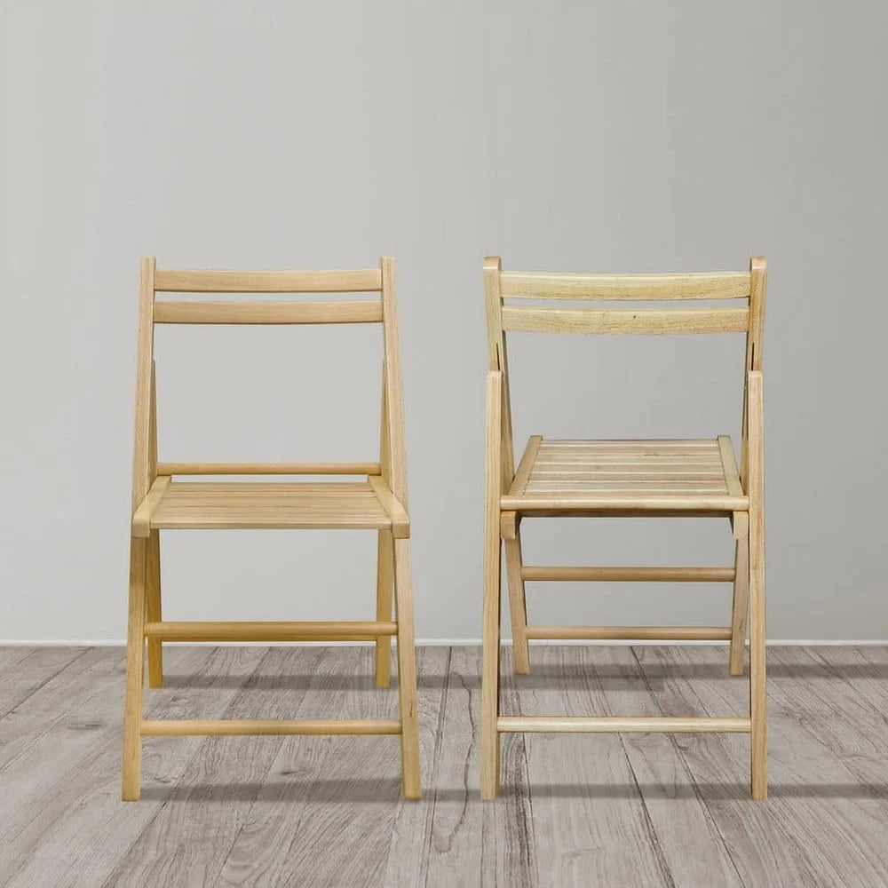 Wood indoor folding chairs set of 2 natural rubberwood easy storage user friendly lightweight compact design perfect