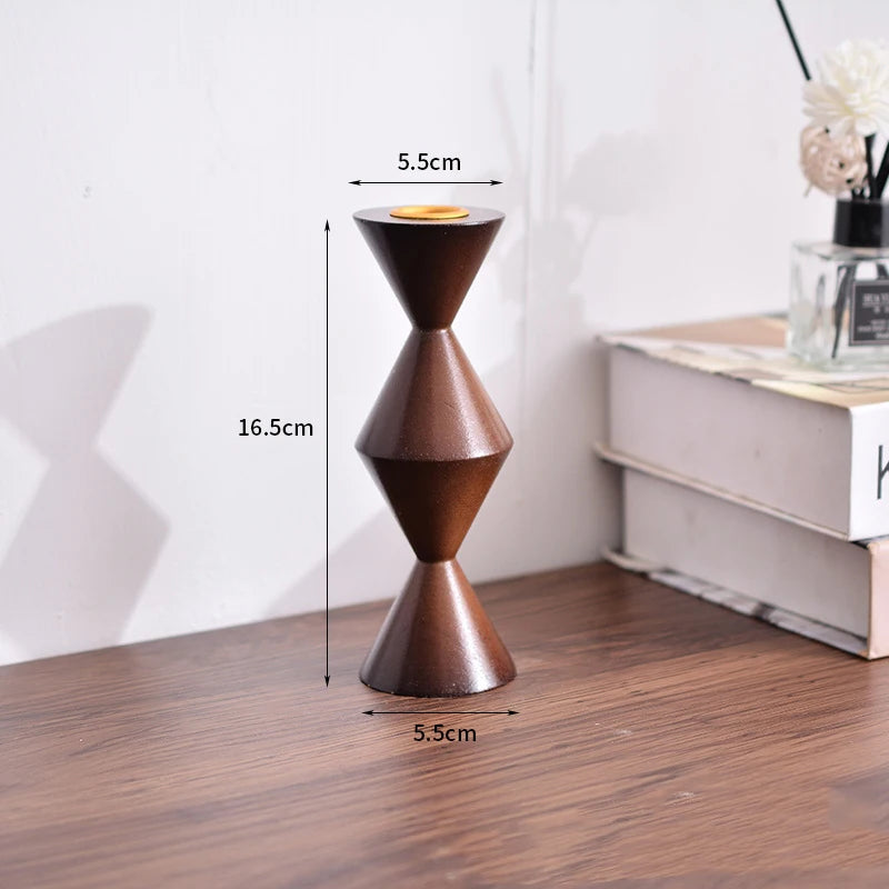 Wood candle stand retro candlestick,home creative art decoration wedding table romantic decorative props - brown m