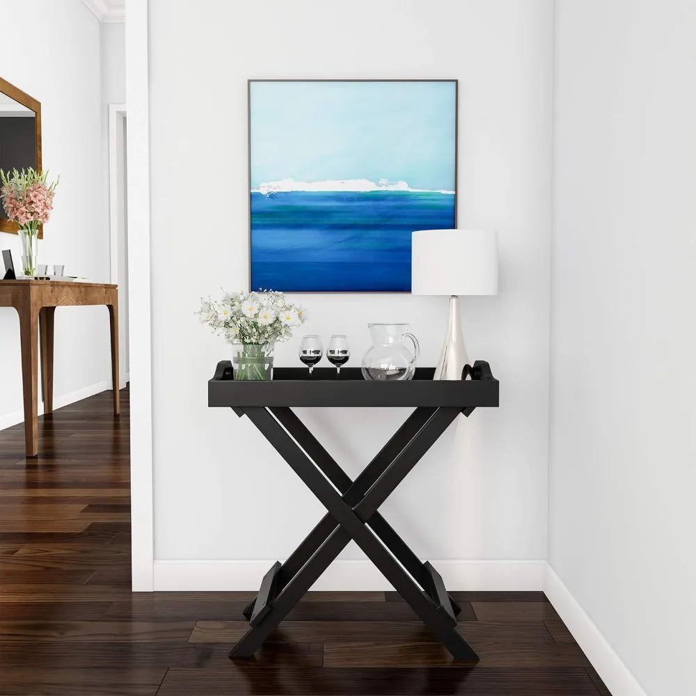 Modern folding tv tray table - sleek side with detachable for serving styling or dining - portable end furniture
