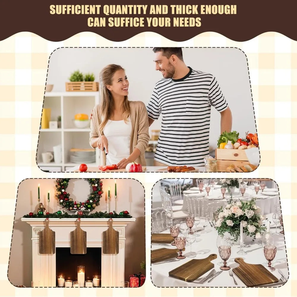 6 pcs cutting board bulk kitchen thicken chopping platter with handles wooden charcuterie serving trays blank wood