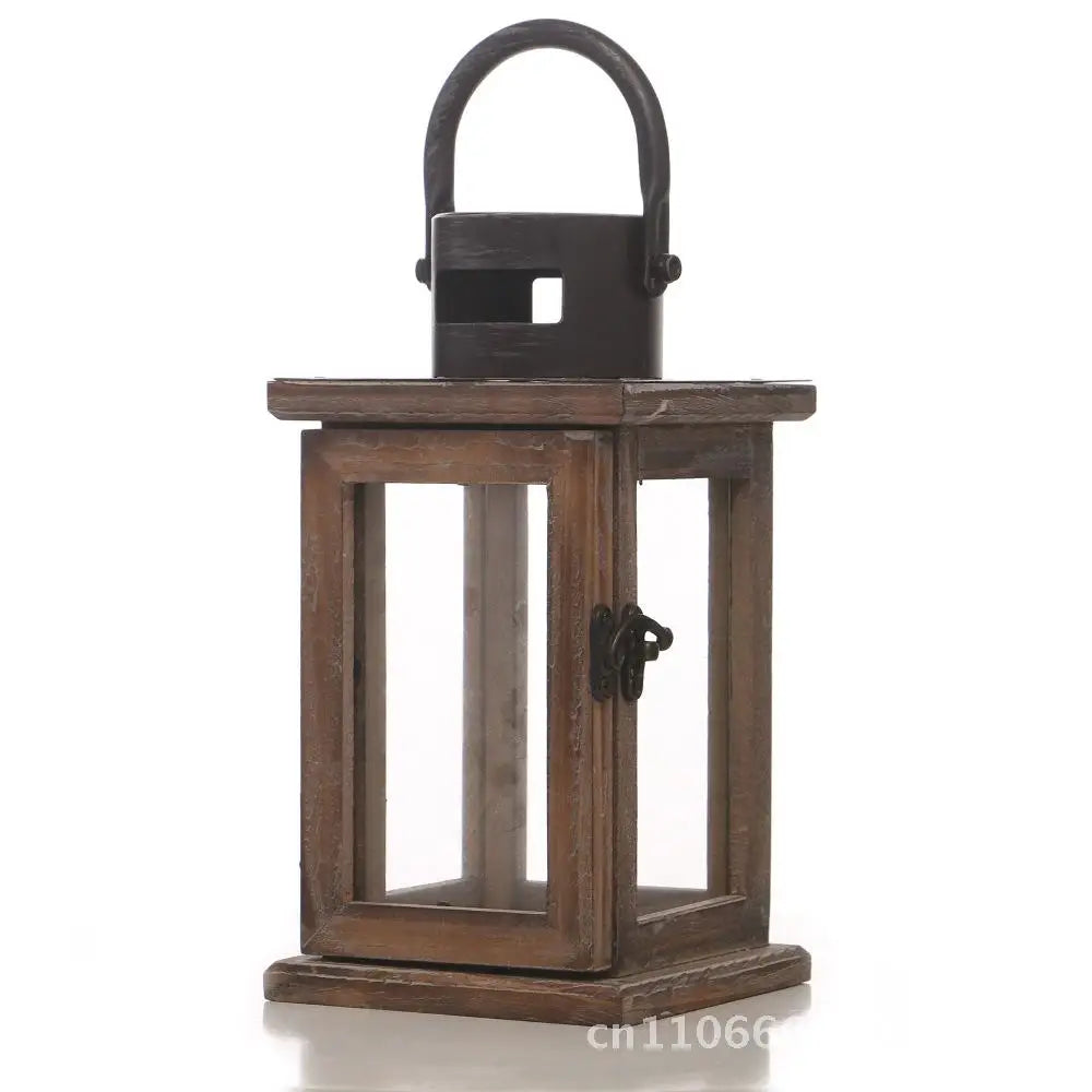 Vintage american wooden candle holder european style wind lamp home decorations christmas ornaments coffee color wood