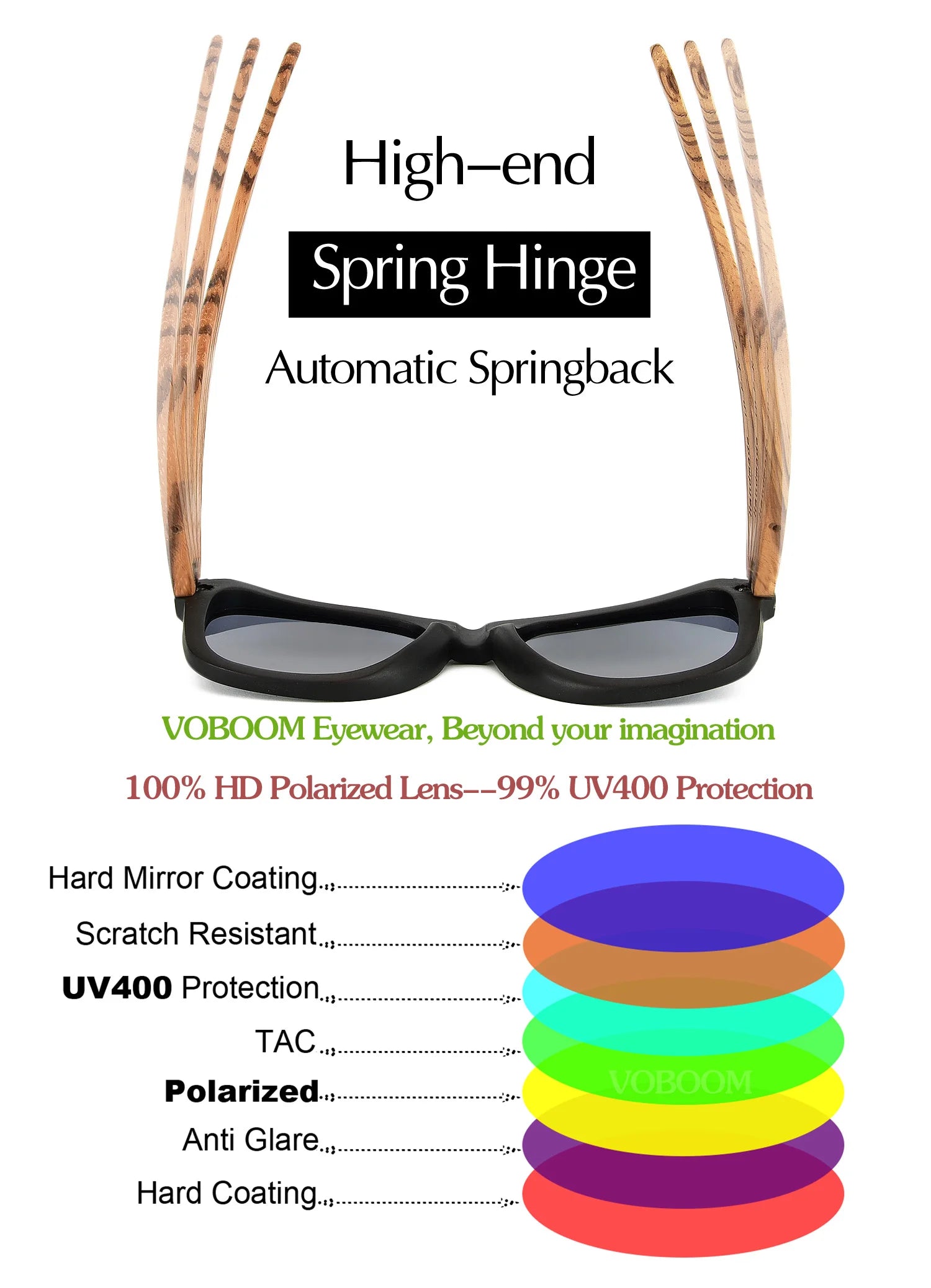 Voboom unisex carved design sunglasses polarized classic bamboo wooden sun glasses natural men women retro handmade