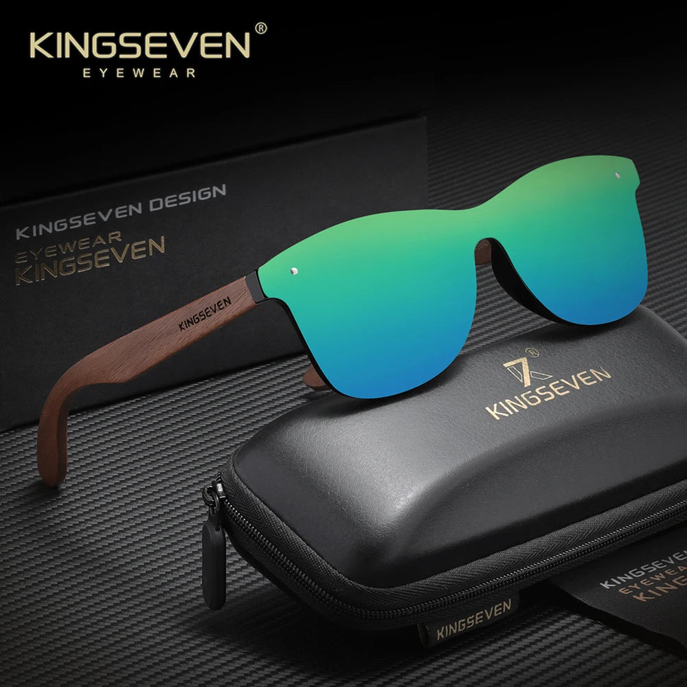 Kingseven black walnut wood sunglasses for man polarized anti-reflecti eyeglass men uv400 protection eyewear accessory
