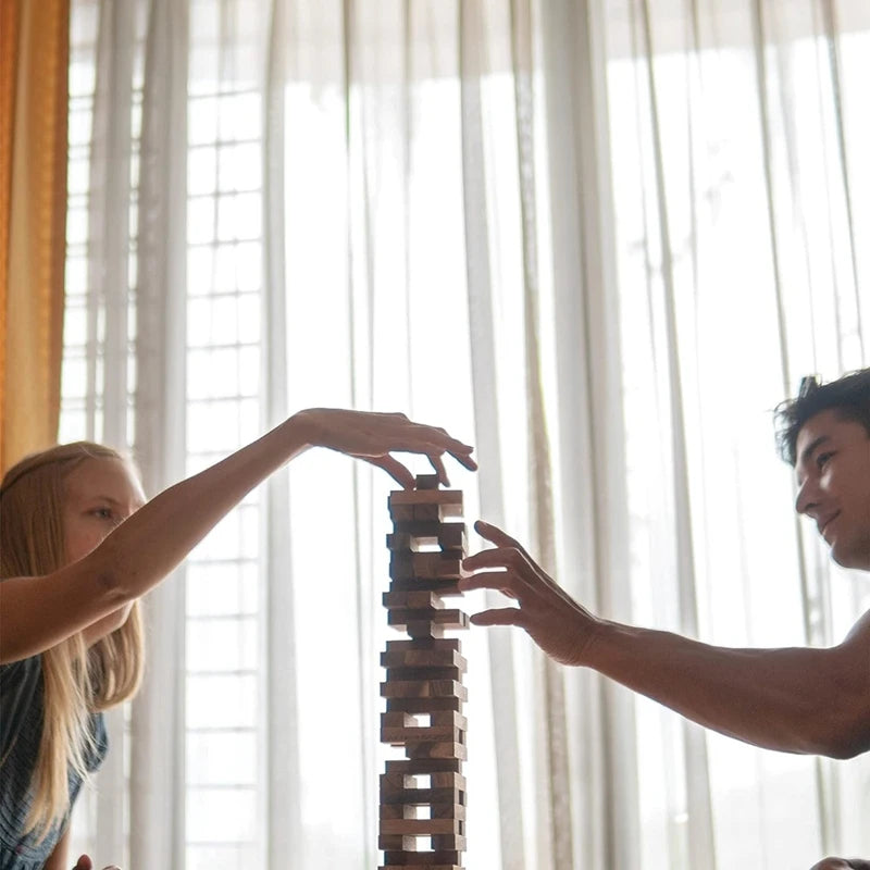 Wood tumbling tower game - perfect for party games outdoor adults and family classic stacking block