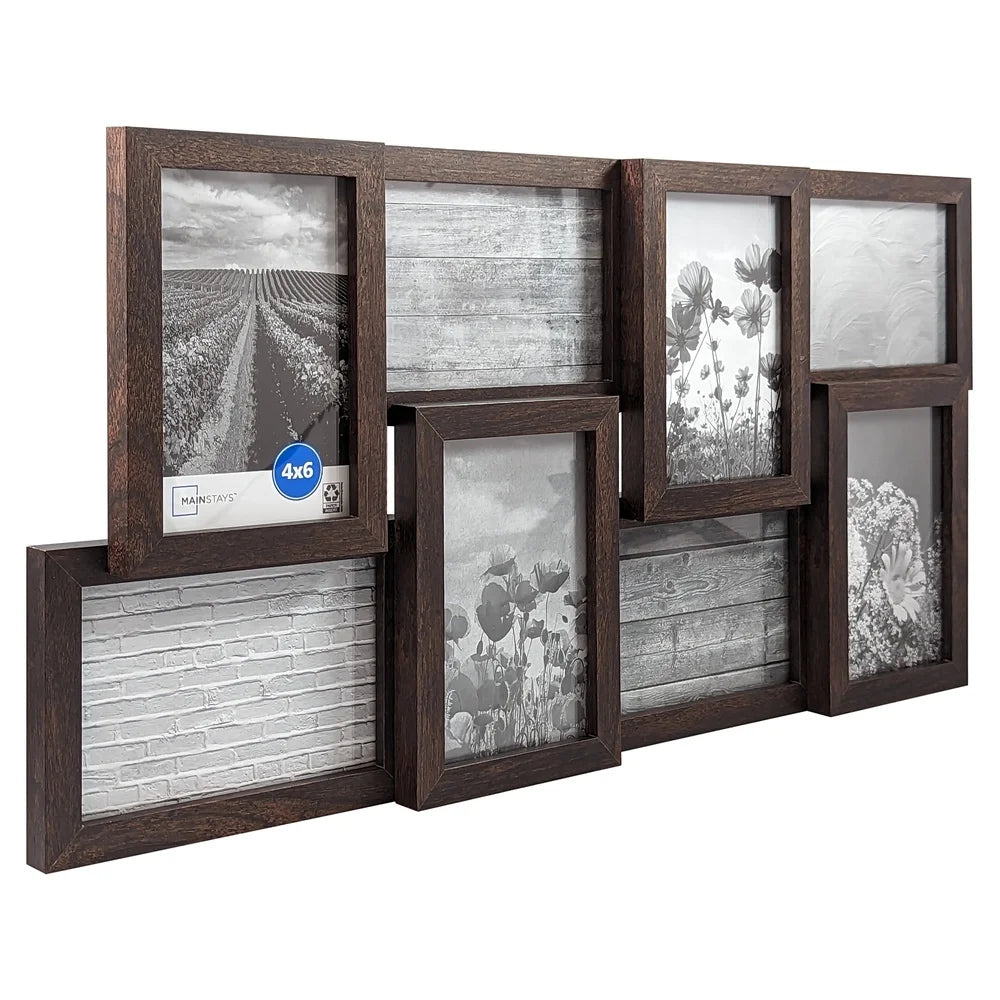 8 opening collage picture frame 4x6 photos wall hanging durable design perfect home office gallery display - united