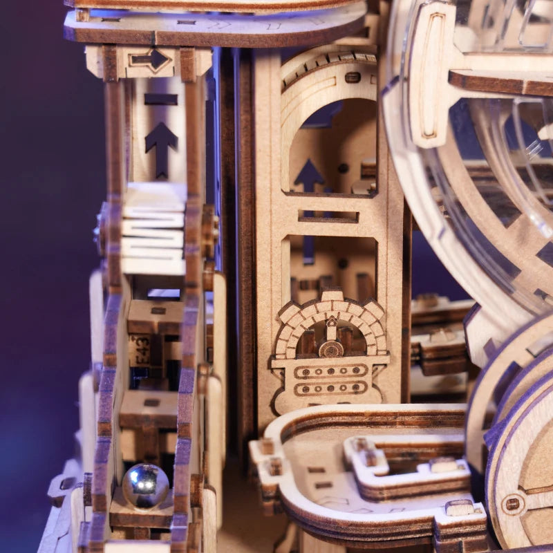 Robotime rokr pinball model gear ball challenge 3d wooden puzzle kits to build diy table game gift idea for men women