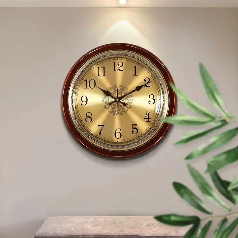 Luxury wood wall clock metal retro nordic american style gold silent clocks bedroom shabby chic living room horloge gift
