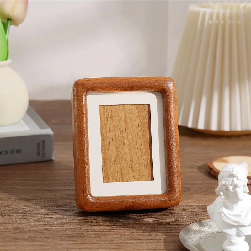Solid wood photo frame mortise and tenon joint design walnut teak round corner picture perfect couple gift - black