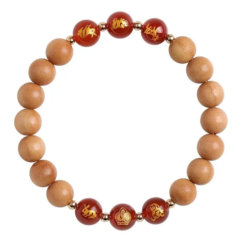 Old peach wood three bracelet this year six-in-one beaded zodiac lucky beads attract wealth high-end jewelry peace