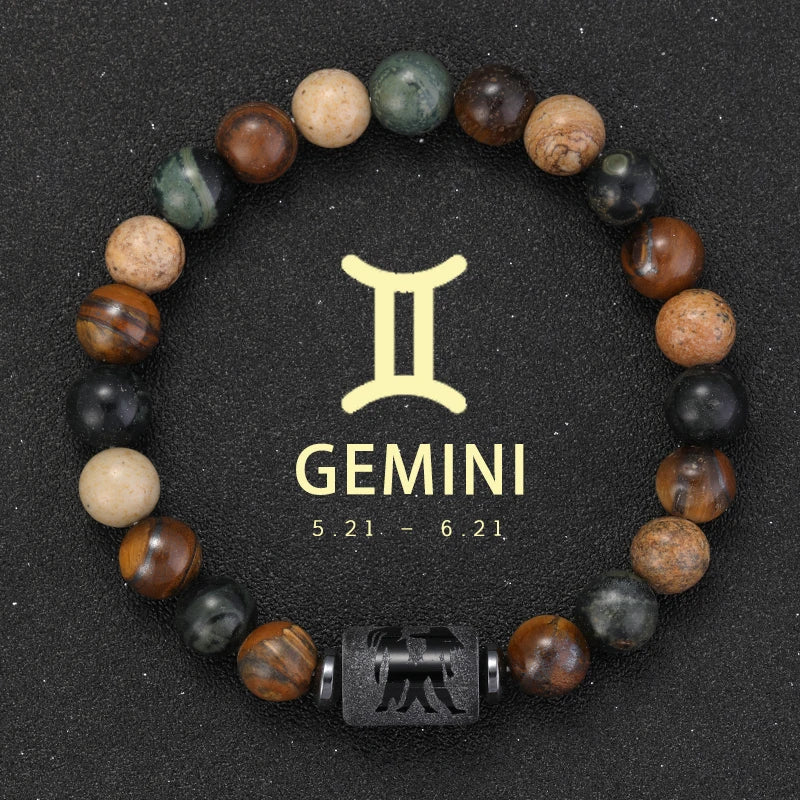 12 zodiac bracelets natural stone cancer virgo leo libra bracelet couples friendship gifts jewelry pulsera hombre